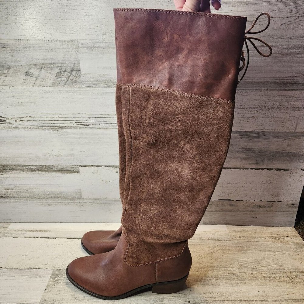Lucky Brand Komah Brown Leather Over the Knee Boots Size 10 M